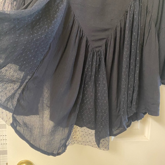 Fun & Flirt Elegant Black Tulle Lace Inserts 3/4 Sleeve Top Size Large - Picture 12 of 16